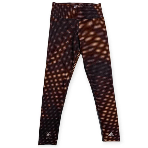 Adidas Tech Fit Medium  Compression Climalite Workout Pants Small Woman's Orange - Picture 1 of 9
